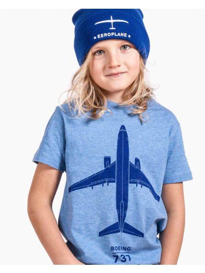 detske tricko s potitiskem letadlo boeing 737 eeroplane modry melir
