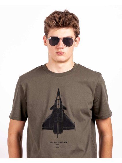khaki tricko s potiskem stihacka rafale pilot eeroplane