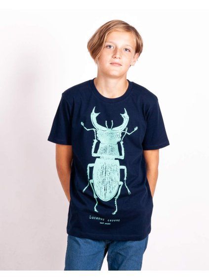 detske tricko s potiskem brouk rohac navy barva lucie tatarova