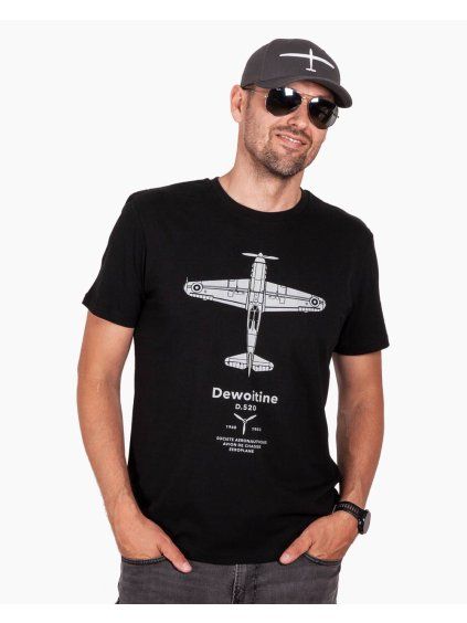 french aircraft dewoitine d520 tshirt mens black eeroplane hand printed organic cotton02