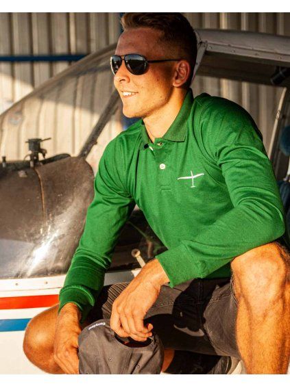 glider pilot polo green colour long sleeve brand eeroplane
