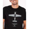 černé tričko pro pilota, pánské tričko s letadlem T-34 Mentor, organická bavlna a soft hand potisk, značka Eero Plane / Black t-shirt for pilots, aviation t-shirt Beechcraft T-34 Mentor, organic cotton and soft hand print by Eero Plane